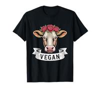 Vaca Vegana con Flor Corona Animal Camiseta