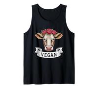 Vaca Vegana con Flor Corona Animal Camiseta sin Mangas