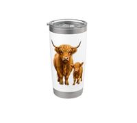 Vaca y ternero de las Tierras Altas | Amante de las vacas de Vaso térmico de acero inoxidable de doble pared