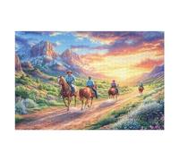 Vacaboys cabalgando a través de Las montañas al Atardecer Puzzle 1000 Piezas Estera Portátil Antideslizante Rompecabezas Familiar para Hombres Y Mujeres Aliviar Estrés Decoración Hogar 1000 PCS