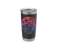Vacaciones al atardecer hawaiano playa floral verano Vaso térmico de acero inoxidable de doble pared