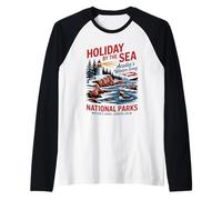 Vacaciones de Navidad - Parque Nacional Acadia Navidad Camiseta Manga Raglan