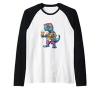 Vacaciones de verano de brontosaurio de dinosaurios geniales Camiseta Manga Raglan