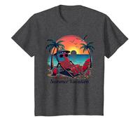 Vacaciones de Verano de Old Glory Camiseta, Niños, Jaspeado Oscuro, 4 años
