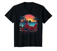 Vacaciones de Verano de Old Glory Camiseta, Niños, Negro, 3 años