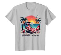 Vacaciones de Verano de Old Glory Camiseta, Niños, Plata, 8 años