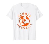 Vacaciones De Verano Sol Playa Vintage Mar Sexo Y Efecto Sol Camiseta gráfica económica, Hombre, Blanco, M