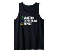 Vacaciones Depresión Repetir Divertido Retro Camiseta sin Mangas