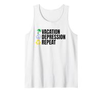 Vacaciones Depresión Repetir Divertido Retro Camiseta sin Mangas
