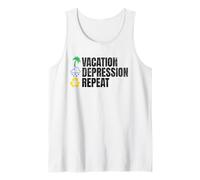 Vacaciones Depresión Repetir Divertido Retro Camiseta sin Mangas