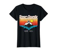 Vacaciones en Door County Vintage Sunset USA Camiseta gráfica económica, Mujer, Negro, M