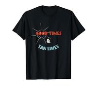 Vacaciones en la Playa con Amigos Buenos Tiempos y líneas de Bronceado Camiseta gráfica económica, Hombre, Negro, M