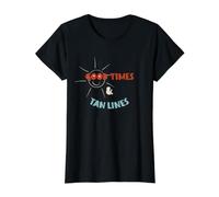 Vacaciones en la Playa con Amigos Buenos Tiempos y líneas de Bronceado Camiseta gráfica económica, Mujer, Negro, S