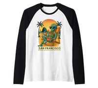 Vacaciones en la Playa de San Francisco Viajes Extraterrestres Divertidos Camiseta Manga Raglan