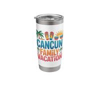 Vacaciones familiares en Cancún Viaje en grupo a juego México Beach Vaso térmico de acero inoxidable de doble pared