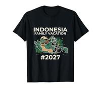 Vacaciones Familiares en Indonesia 2027 Camiseta gráfica económica, Hombre, Negro, L
