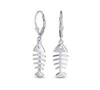 Vacaciones Náuticas Mar Océano Palanca De Nuevo Colgante Pendientesesqueleto Pez Fishbone Para Mujer Adolescente .925 Plata Esterlina