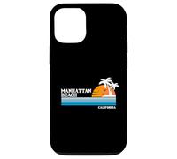Vacaciones tropicales en Manhattan Beach, puesta de sol vintage al estilo de los 80 Carcasa para iPhone 12/12 Pro