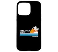 Vacaciones tropicales en Manhattan Beach, puesta de sol vintage al estilo de los 80 Carcasa para iPhone 15 Pro Max