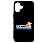 Vacaciones tropicales en Manhattan Beach, puesta de sol vintage al estilo de los 80 Carcasa para iPhone 16