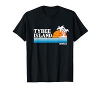 Vacaciones tropicales en Tybee Island, EE. UU., puesta de sol vintage al estilo de los 80 Camiseta