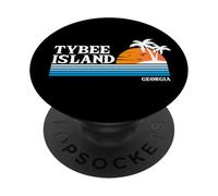 Vacaciones tropicales en Tybee Island, EE. UU., puesta de sol vintage al estilo de los 80 PopSockets PopGrip Adhesivo