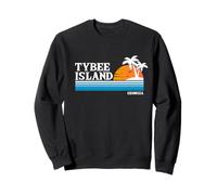 Vacaciones tropicales en Tybee Island, EE. UU., puesta de sol vintage al estilo de los 80 Sudadera