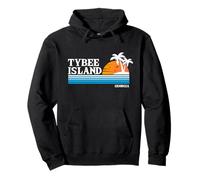 Vacaciones tropicales en Tybee Island, EE. UU., puesta de sol vintage al estilo de los 80 Sudadera con Capucha