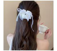 Vacaonio Coletero de encaje blanco roto para el pelo, cinta elástica para el pelo, lazo de encaje suave, coletero decorativo para mujer, tocado