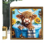 Vacas Arte Decoración De Pared - Carteles De Una Con Pintura De Flores En Un Marco,Ilustraciones y Colección para el Hogar y la Oficina | Para Dormitorio Baño Habitación Estudiante