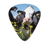 Vacas blancas y negras,12 púas de guitarra, 3 grosores diferentes para guitarra acústica, bajo y ukelele