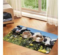 Vacas Blancas y Negras,Tapete para Comida de Mascotas, manteles Individuales de Cuero sintético para Gatos y Perros,40x60cm
