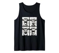 Vacas Divertidas con Gafas de Sol Amantes del café Café Barista Animal Camiseta sin Mangas