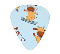 Vacas divertidas esquiando,12 púas de guitarra, 3 grosores diferentes para guitarra acústica, bajo y ukelele
