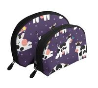Vacas Divertidas Granja Divertida, Bolsa de Maquillaje de Concha, Monedero pequeño para Mujer, Bolsa de artículos de tocador, Bolsa de cosméticos, 2 Piezas
