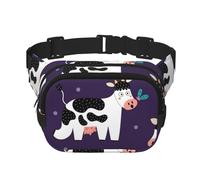 Vacas Divertidas Granja Divertida,Riñonera Cuadrada de Doble Capa, Bolso de Viaje, Bolso Informal para el Pecho.