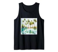 Vacation Paradise Tropical Lagoon Beach Sand Watercolor v3 Camiseta sin Mangas