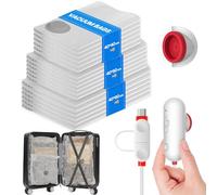 Vacbird Bolsas de vacío para ropa con bomba USB compacta, 18 bolsas de ropa de viaje (sellado al vacío más fuerte | USB A/C | ligero), ideal para viajes, almacenamiento y mudanzas