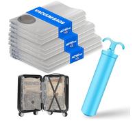 Vacbird Bolsas de Vacío Ropa con Bomba Manual, 9 Bolsas al Vacío para Ropa (3 pequeñas, 3 medianas, 3 grandes), Ahorro de Espacio, Ideal para ArtíCulos De Viaje