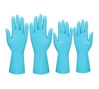 VacFreKep 2 pares de guantes domésticos reutilizables, guantes lavavajillas de goma, ultragruesos, mangas largas, limpieza de cocina, trabajo, pintura, jardinería, cuidado de mascotas (m y l, Azul)