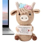 Vache Au Crochet - Peluche Positive De Soutien Émotionnel | Figurine Décorative Fait Main Pour Bureau, Étagère, Chambre | Cadeau Mignon Pour Anniversaire, Décoration Maison et Confort Emotionne