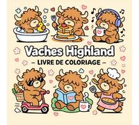 Vaches Highland: 40 Illustrations Simples et Amusantes de Vaches Highland à Colorier