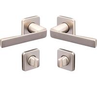 Vachette 0204140 KAZA-Juego de manija rosetones para Puerta de Inodoro y Cuarto de baño, Material de Aluminio Resistente, 10 años, Acabado anodizado, Plata