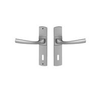 Vachette Assa Abloy - Juego de 2 manijas de puerta pequeña placa muze color cromo terciopelo - Función L -