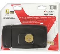 Vachette - Cerradura de aplique, horizontal de tiro izquierdo, serie PS, para puerta de entrada - 674CC70/SC G - Seguridad de cilindro 5 pasadores, eje de 70 mm, apertura de coro de caza, 3 llaves -