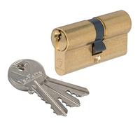 Vachette - Cilindro de bloqueo mecánico para puerta, doble entrada, 30 x 80 mm, mecanismo de 5 pasadores seguros, 3 llaves, instalación fácil, garantía de 2 años, acabado latón