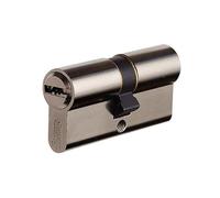 Vachette - Cilindro VELIX 40 x 50 doble entrada, acabado niquelado, resistencia a golpes, perforación y gancho, 5 llaves reversibles, tarjeta de propiedad y patente exclusiva hasta 2036