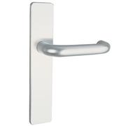 Vachette - Juego de manija de puerta sobre placa Bercy - Versión llave I para puerta cojinete, distancia entre ejes 195 mm - Instalación mano derecha - Fácil colocación - Aluminio anodizado - Acabado