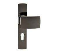 Vachette - Juego de manija de puerta sobre placa MUZE - Versión llave I para puerta cojinete, entre ejes de 195 mm - Montaje fácil - Zamak - Tornillos exteriores invisibles - Acabado de diamante negro