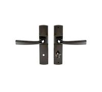 Vachette - Juego de manija de puerta sobre placa pequeña Muze (versión condenatoria para cocina, salón, entre ejes 165 mm, sistema de colocación fácil, Zamak resistente, acabado diamante negro